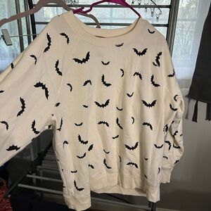 Maurices Ivory Top with Black Bat Design